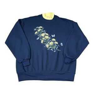 Vintage 90s Pleasant Shade Flower Butterfly Sweatshirt Women's XL FLAW
